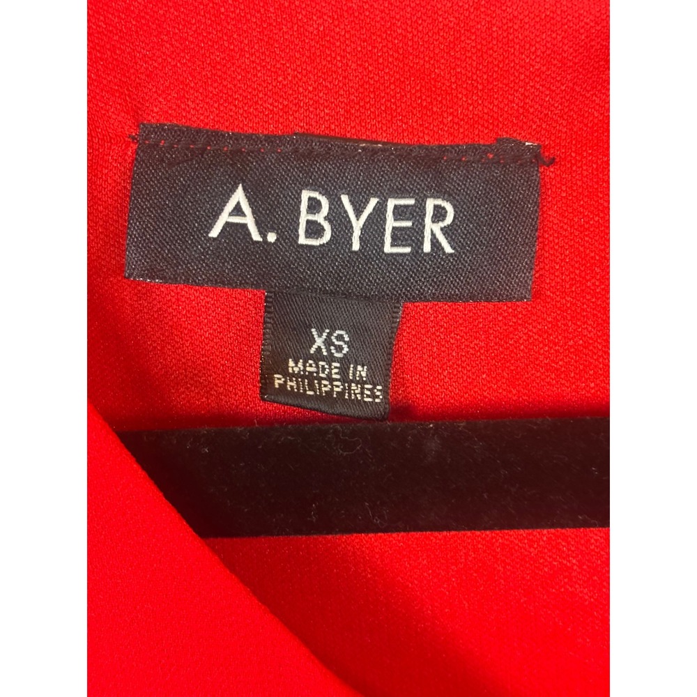 A Byer Red Open Slit Sheer Arm Long Sleeve Shift Mini Dress Womens XS - Picture 5 of 14